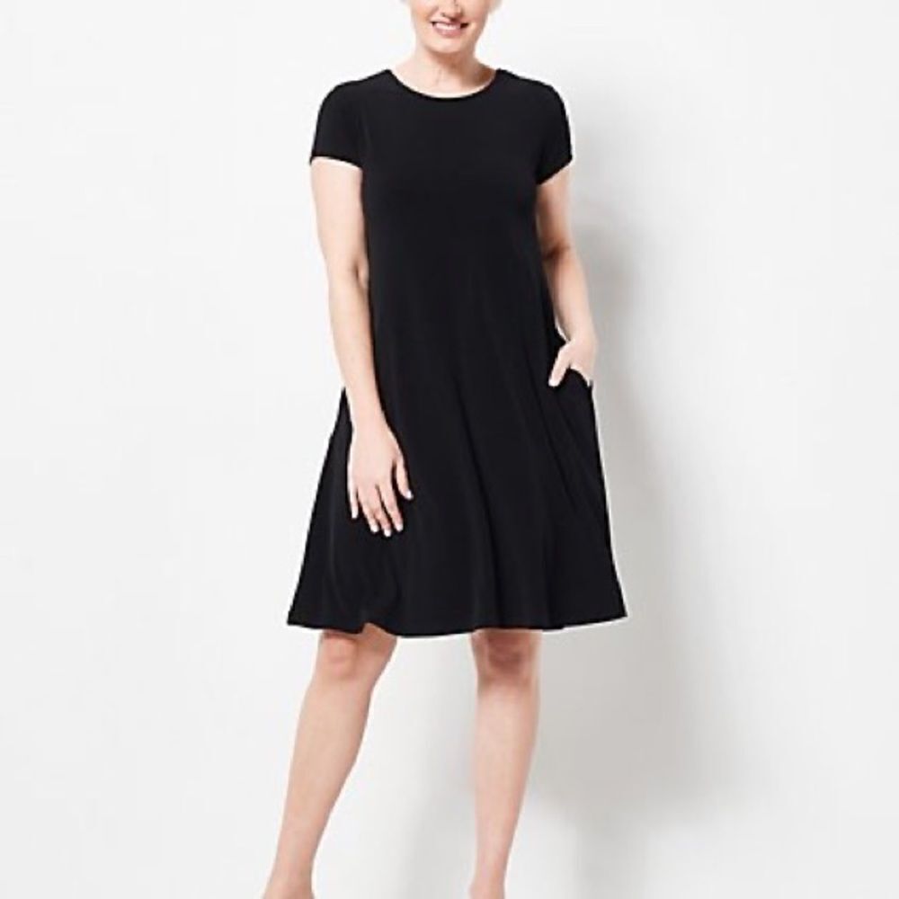 Susan Graver Liquid Knit Cap Sleeve Dress